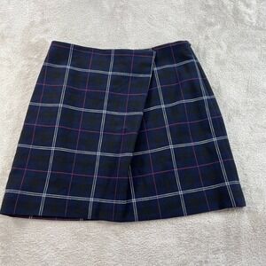 Banana Republic Plaid Wrap Skirt Women's 2 Navy Pink White Heritage Academia Y2K